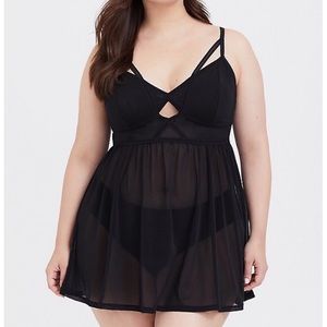 Torrid Black Mesh Strappy Babydoll Chemise
